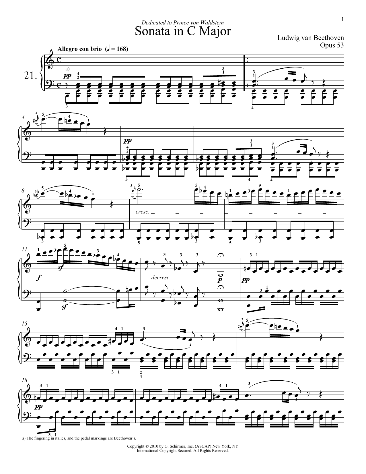 Ludwig van Beethoven Piano Sonata No. 21 In C Major, Op. 53 