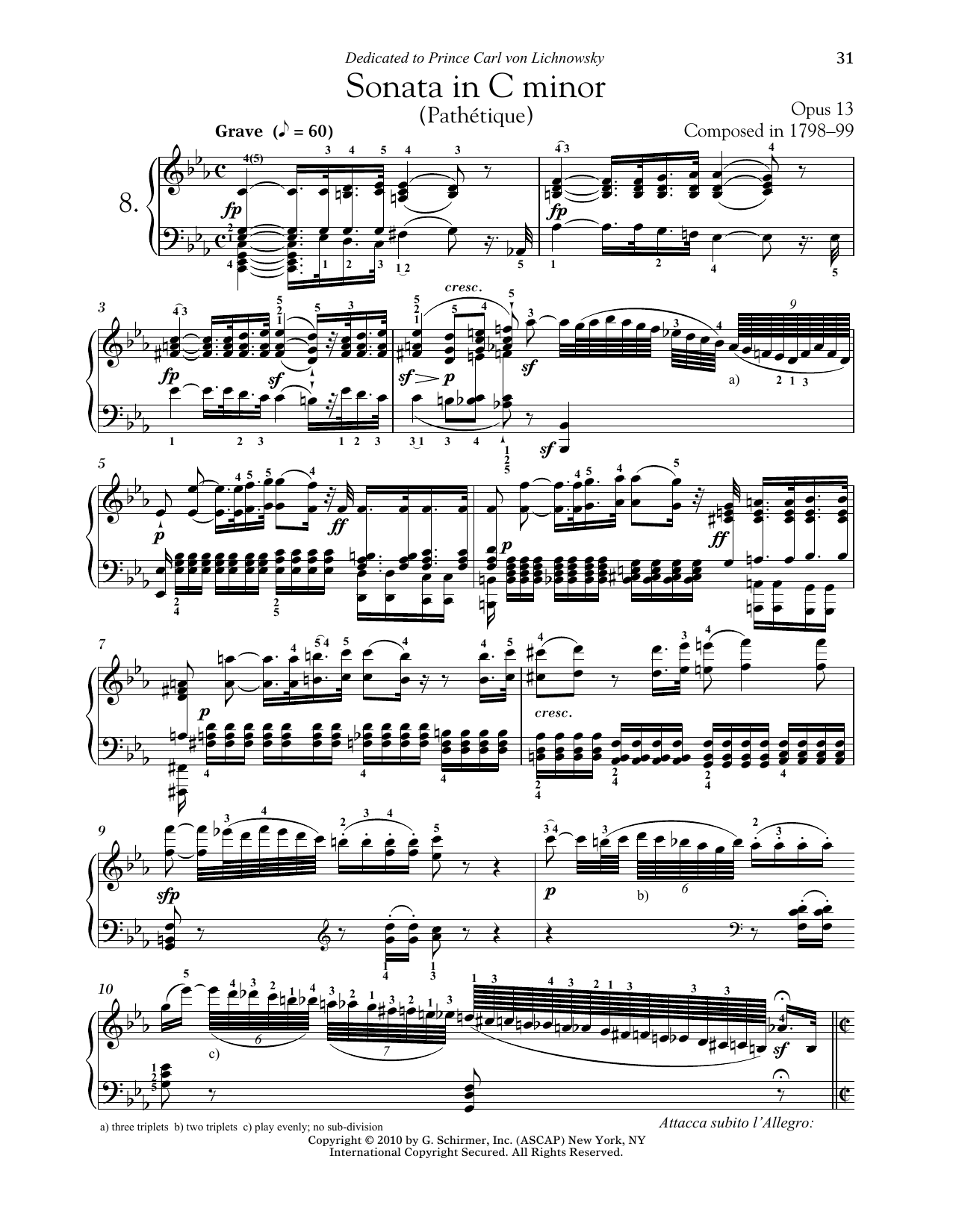 Ludwig van Beethoven Piano Sonata No. 8 In C Minor, Op. 13 