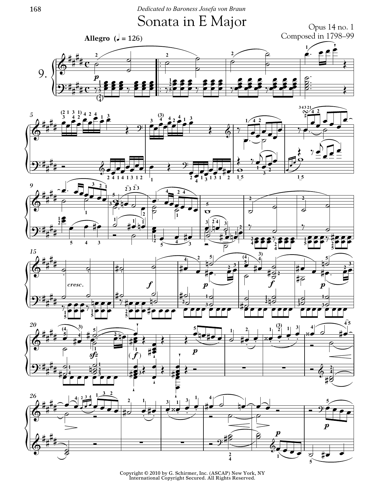 Ludwig van Beethoven Piano Sonata No. 9 In E Major, Op. 14, No. 1 Sheet Music Notes & Chords for Piano - Download or Print PDF