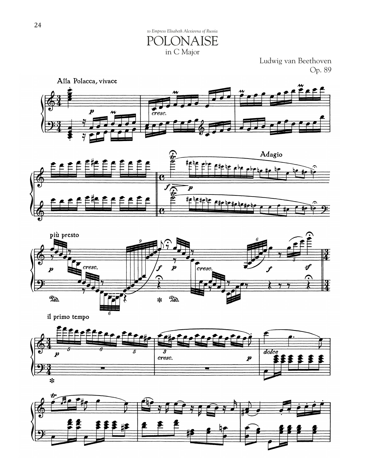 Ludwig van Beethoven Polonaise, Op. 89 Sheet Music Notes & Chords for Piano Solo - Download or Print PDF