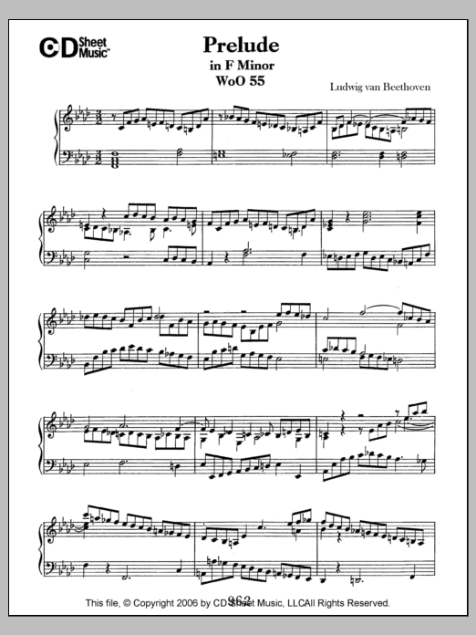 Ludwig van Beethoven Prelude In F Minor, Woo 55 Sheet Music Notes & Chords for Piano Solo - Download or Print PDF