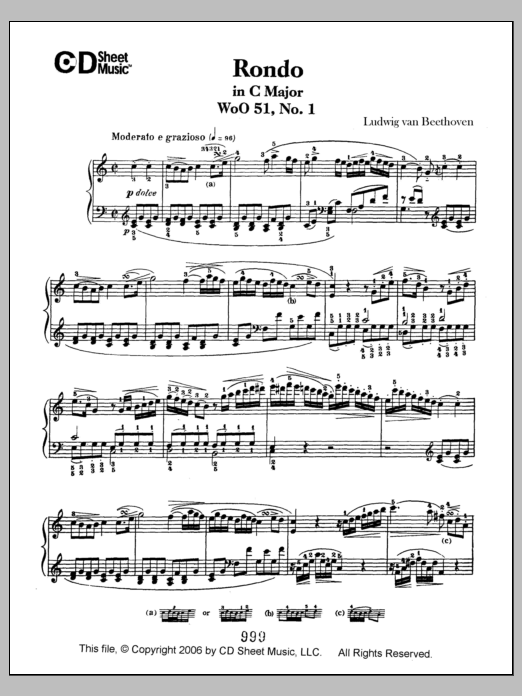 Ludwig van Beethoven Rondo In C Major, Op. 51, No. 1 Sheet Music Notes & Chords for Piano Solo - Download or Print PDF