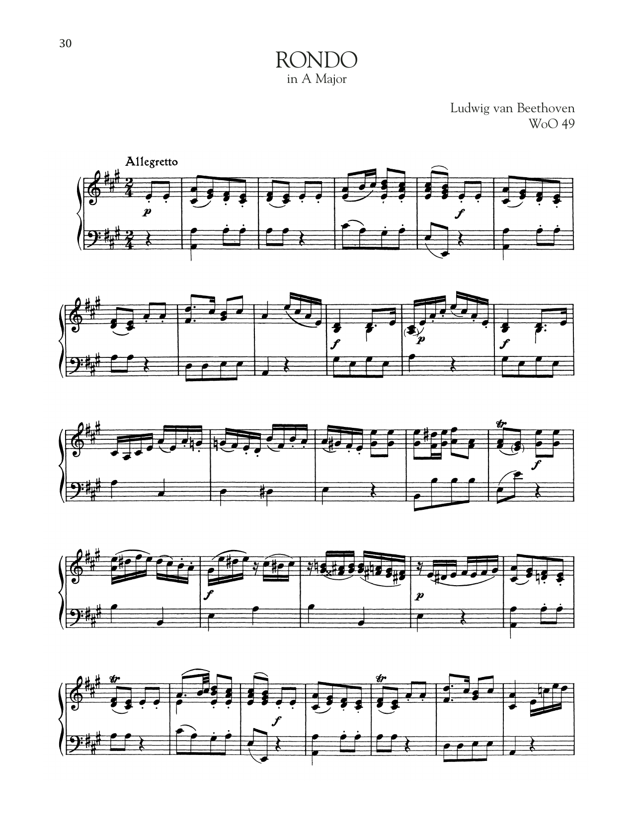 Ludwig van Beethoven Rondo, WoO 49 Sheet Music Notes & Chords for Piano Solo - Download or Print PDF