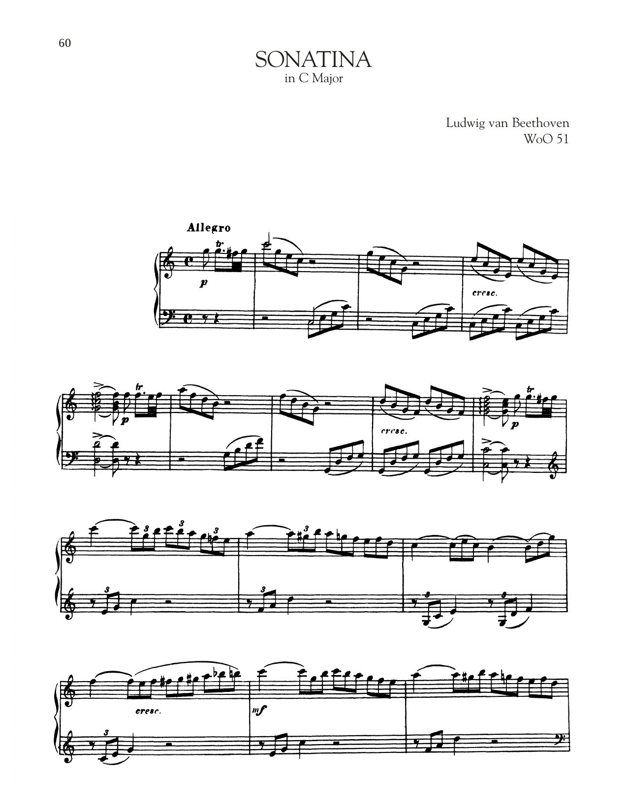 Ludwig van Beethoven Sonata In C Major, WoO 51 Sheet Music Notes & Chords for Piano Solo - Download or Print PDF