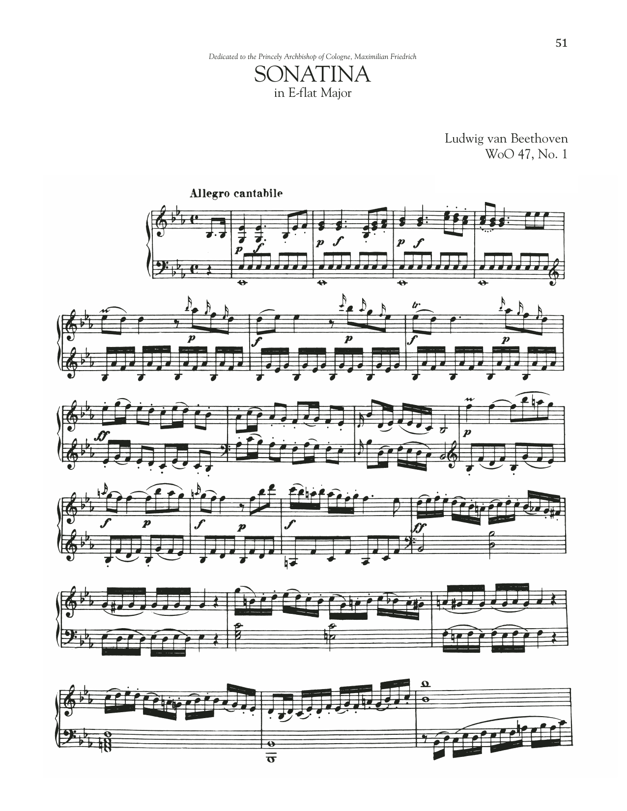 Ludwig van Beethoven Sonata In E-Flat Major, WoO 47, No. 1 Sheet Music Notes & Chords for Piano Solo - Download or Print PDF
