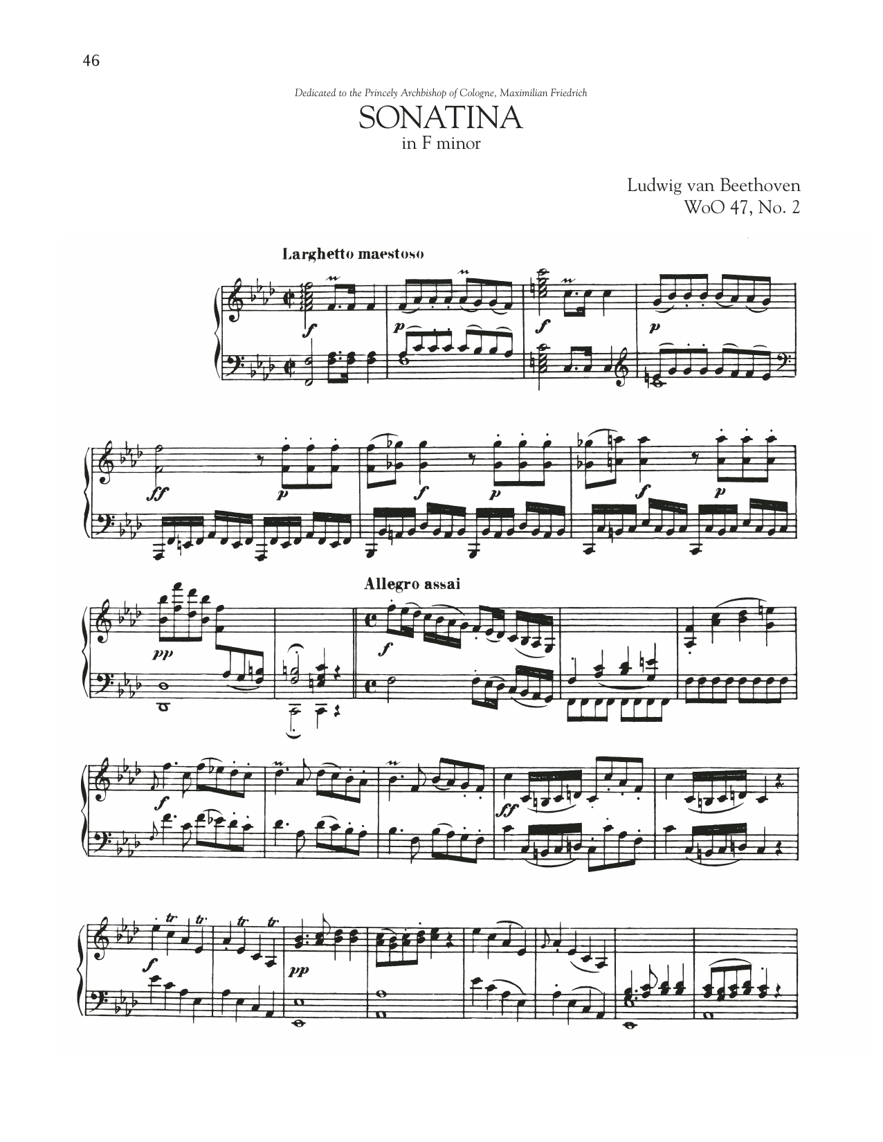 Ludwig van Beethoven Sonata In F Minor, WoO 47, No. 2 Sheet Music Notes & Chords for Piano Solo - Download or Print PDF