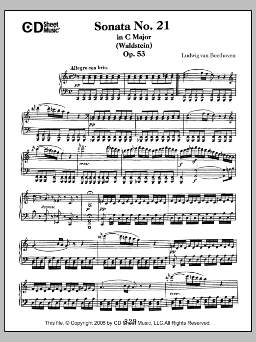 Ludwig van Beethoven Sonata No. 21 In C Major (waldstein), Op. 53 Sheet Music Notes & Chords for Piano Solo - Download or Print PDF