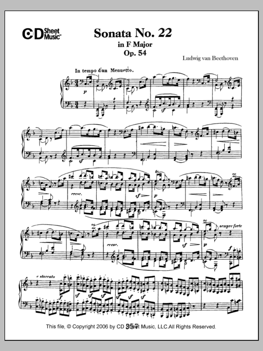 Ludwig van Beethoven Sonata No. 22 In F Major, Op. 54 Sheet Music Notes & Chords for Piano Solo - Download or Print PDF