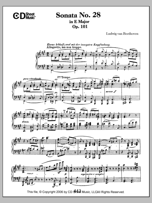 Ludwig van Beethoven Sonata No. 28 In A Major, Op. 101 Sheet Music Notes & Chords for Piano Solo - Download or Print PDF