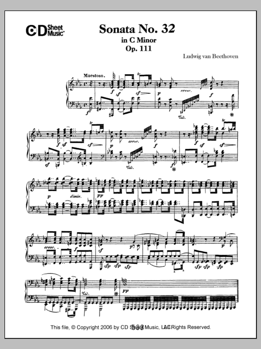 Ludwig van Beethoven Sonata No. 32 In C Minor, Op. 111 Sheet Music Notes & Chords for Piano Solo - Download or Print PDF