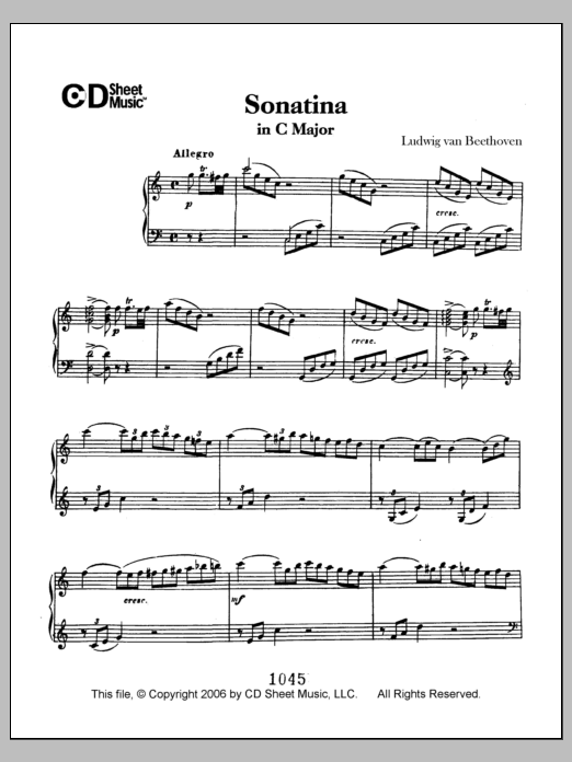 Ludwig van Beethoven Sonatina in D Major Sheet Music Notes & Chords for Piano Solo - Download or Print PDF