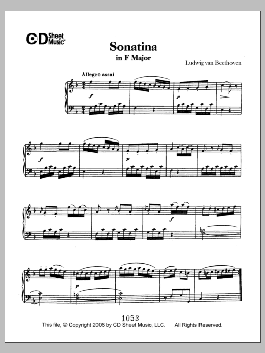 Ludwig van Beethoven Sonatina In F Major Sheet Music Notes & Chords for Piano Solo - Download or Print PDF