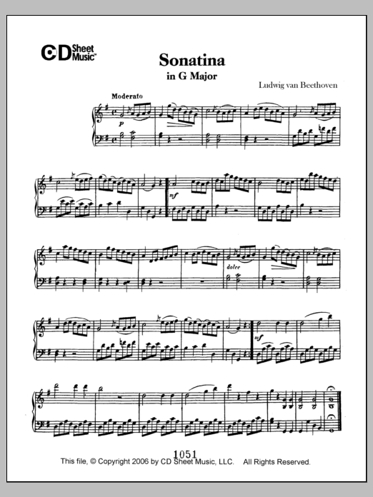 Ludwig van Beethoven Sonatina In G Major Sheet Music Notes & Chords for Super Easy Piano - Download or Print PDF
