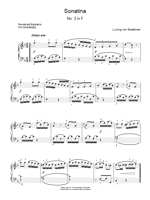 Ludwig van Beethoven Sonatina No.2 In F Major Sheet Music Notes & Chords for Piano - Download or Print PDF