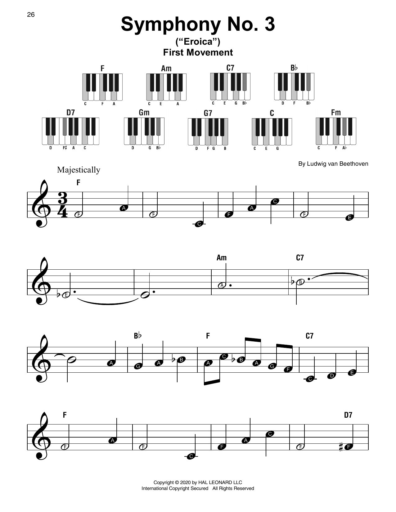Ludwig van Beethoven Symphony No. 3 In E-Flat Major, Op. 55 Sheet Music Notes & Chords for Piano Solo - Download or Print PDF