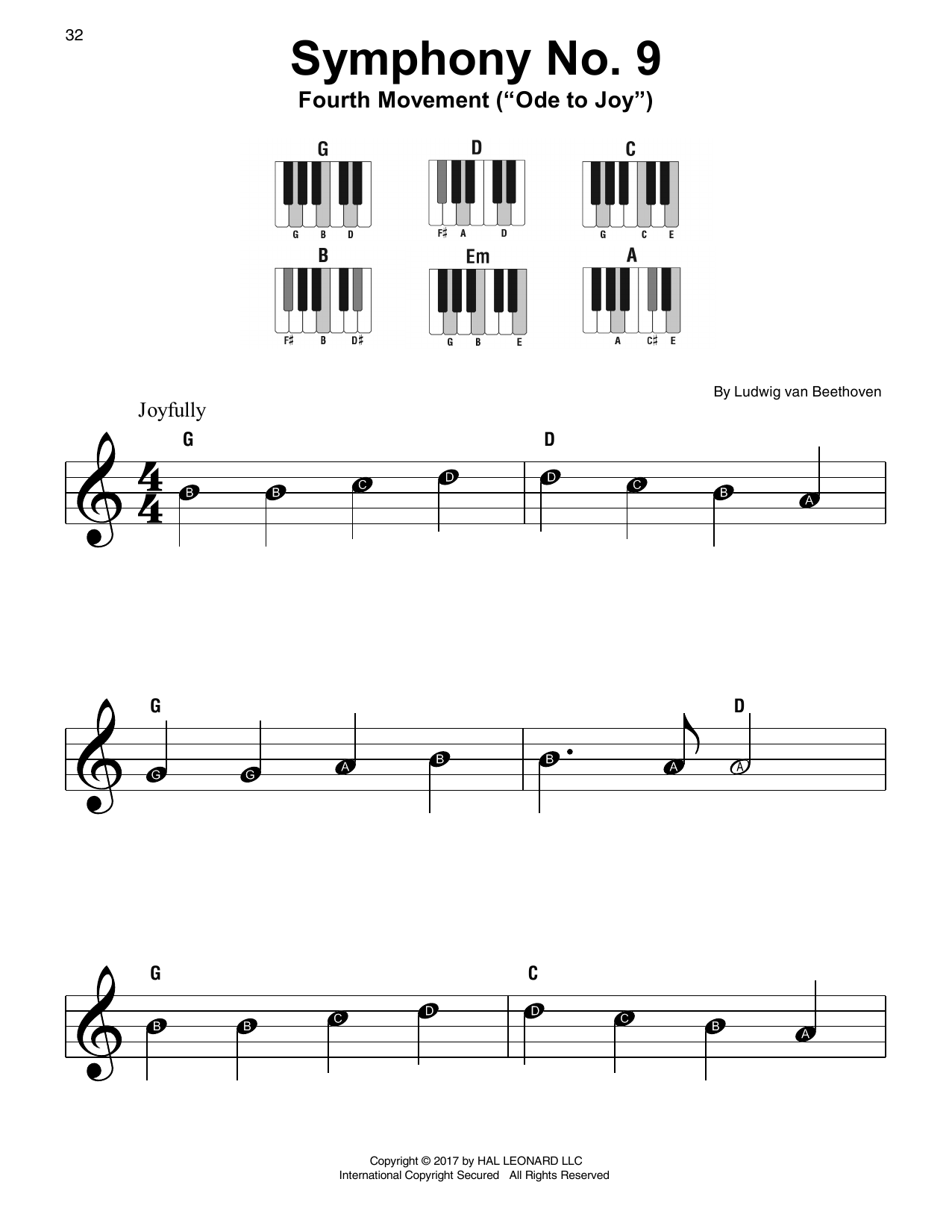 Ludwig van Beethoven Symphony No. 9, Fourth Movement Sheet Music Notes & Chords for Super Easy Piano - Download or Print PDF