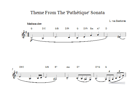 Ludwig van Beethoven Theme from Pathetique Sonata Sheet Music Notes & Chords for Clarinet - Download or Print PDF