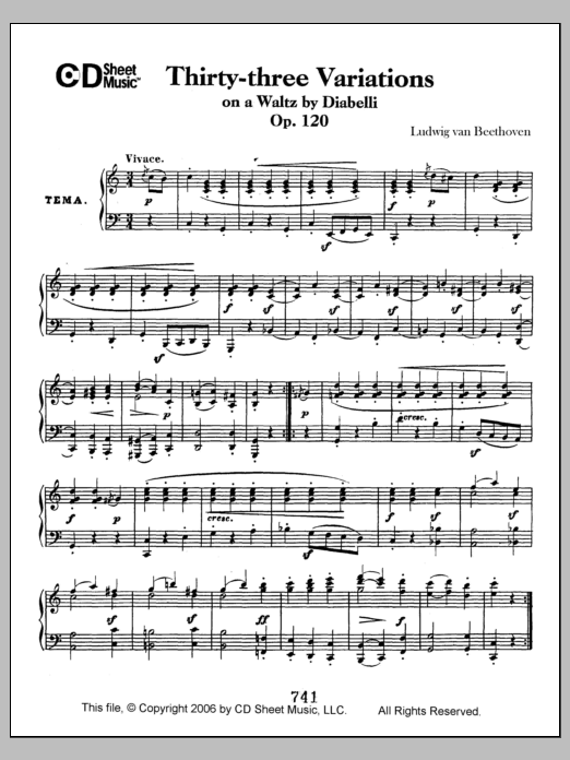 Ludwig van Beethoven Variations (33) On A Waltz By Diabelli, Op. 120 Sheet Music Notes & Chords for Piano Solo - Download or Print PDF