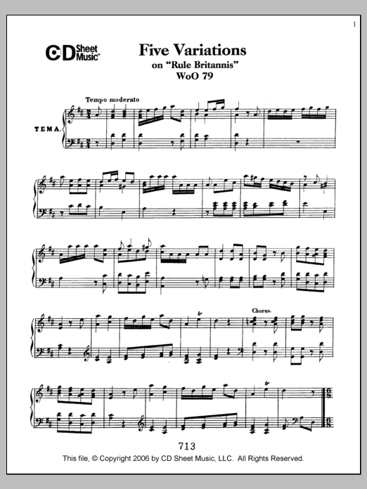 Ludwig van Beethoven Variations (5) on 