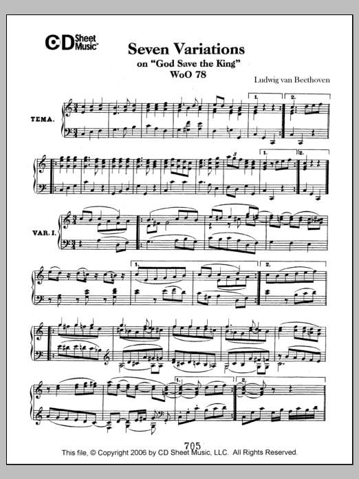 Ludwig van Beethoven Variations (7) on 