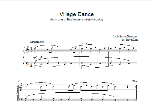 Ludwig van Beethoven Village Dance Sheet Music Notes & Chords for Piano - Download or Print PDF