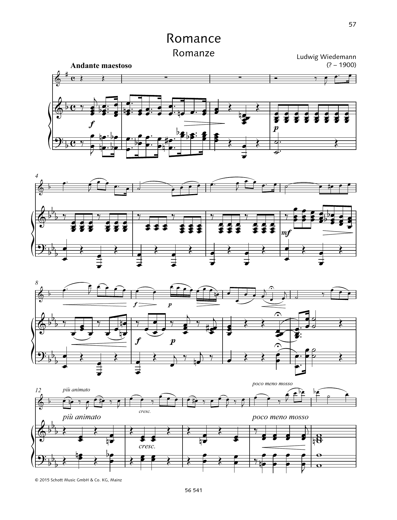 Ludwig Wiedemann Romance Sheet Music Notes & Chords for Woodwind Solo - Download or Print PDF