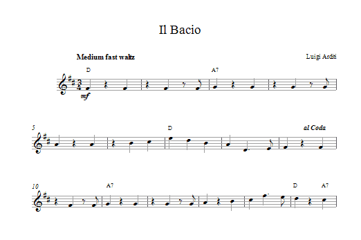 Luigi Arditi Il Bacio (The Kiss) sheet music notes and chords. Download Printable PDF.