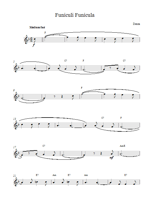 Luigi Denza Funiculi, Funicula Sheet Music Notes & Chords for Melody Line & Chords - Download or Print PDF