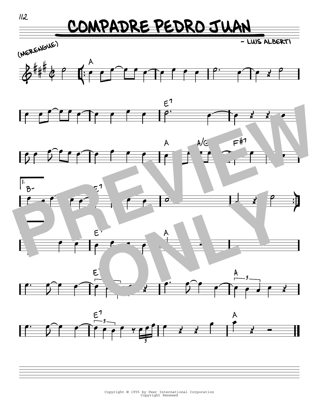 Luis Alberti Compadre Pedro Juan Sheet Music Notes & Chords for Real Book – Melody & Chords - Download or Print PDF