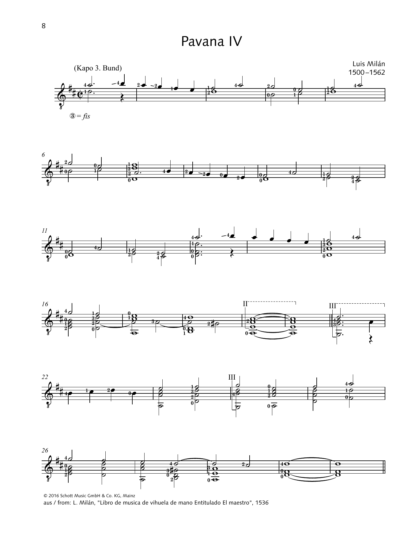 Luis de Milán Pavana IV Sheet Music Notes & Chords for Solo Guitar - Download or Print PDF