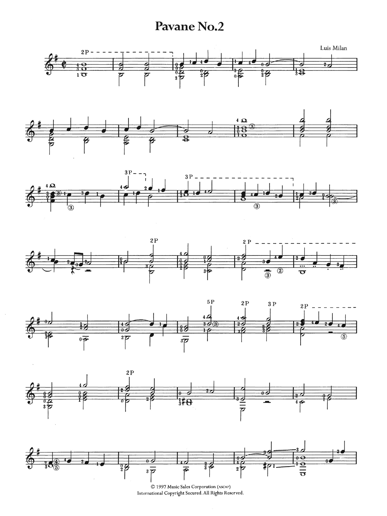 Luis de Milán Pavane No. 2 Sheet Music Notes & Chords for Guitar - Download or Print PDF