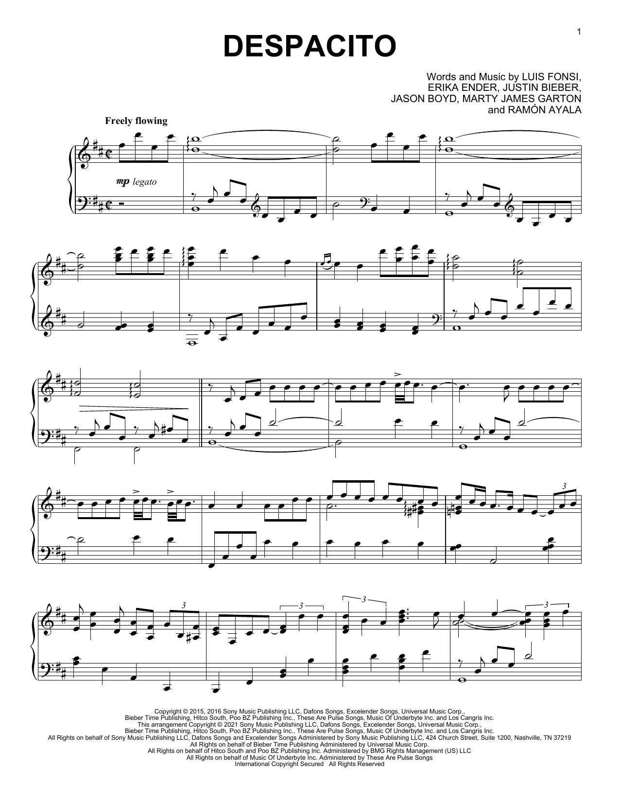 Luis Fonsi & Daddy Yankee feat. Justin Bieber Despacito [Classical version] Sheet Music Notes & Chords for Piano Solo - Download or Print PDF