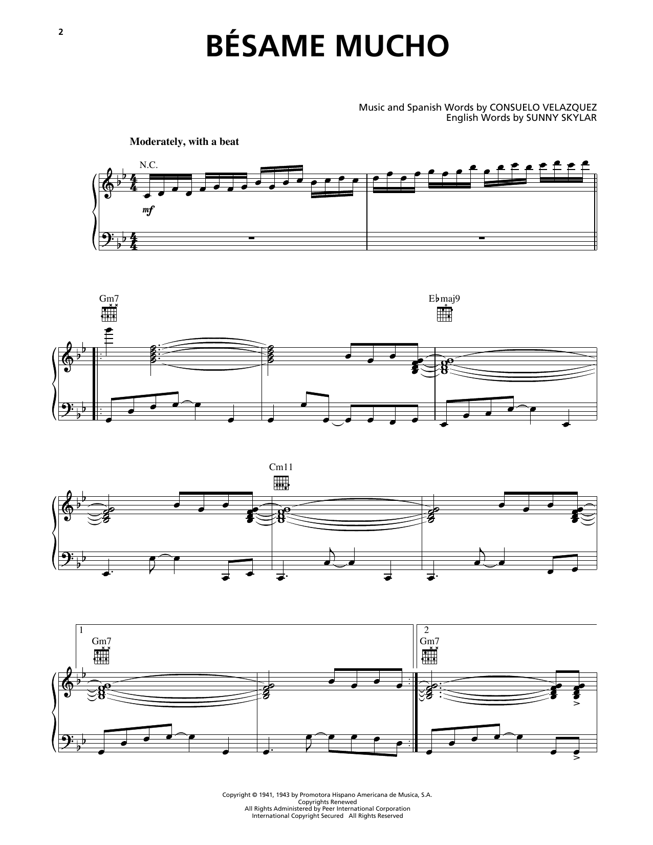 Luis Miguel Bésame Mucho (Kiss Me Much) Sheet Music Notes & Chords for Piano, Vocal & Guitar Chords (Right-Hand Melody) - Download or Print PDF