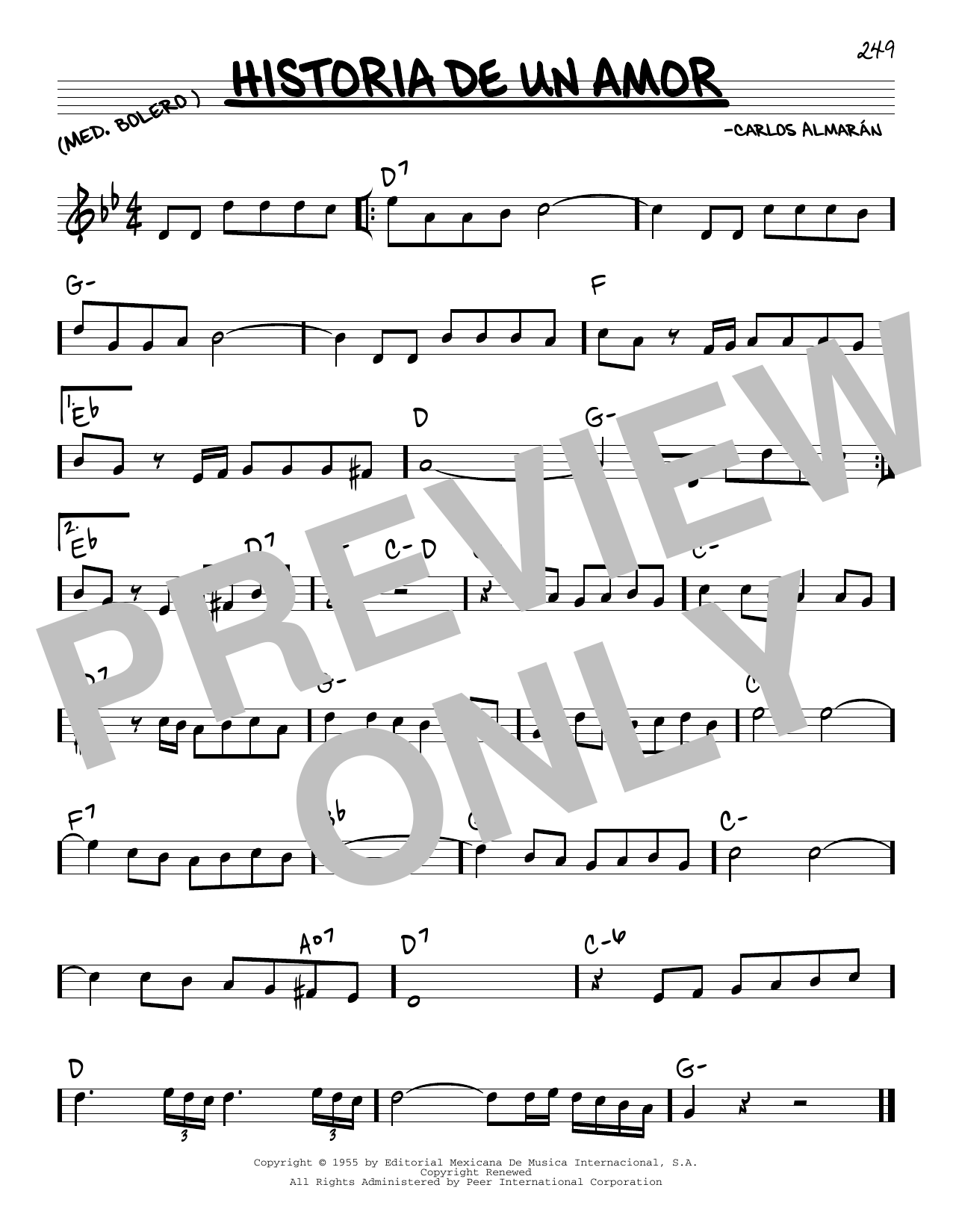 Luis Miguel Historia De Un Amor Sheet Music Notes & Chords for Real Book – Melody & Chords - Download or Print PDF