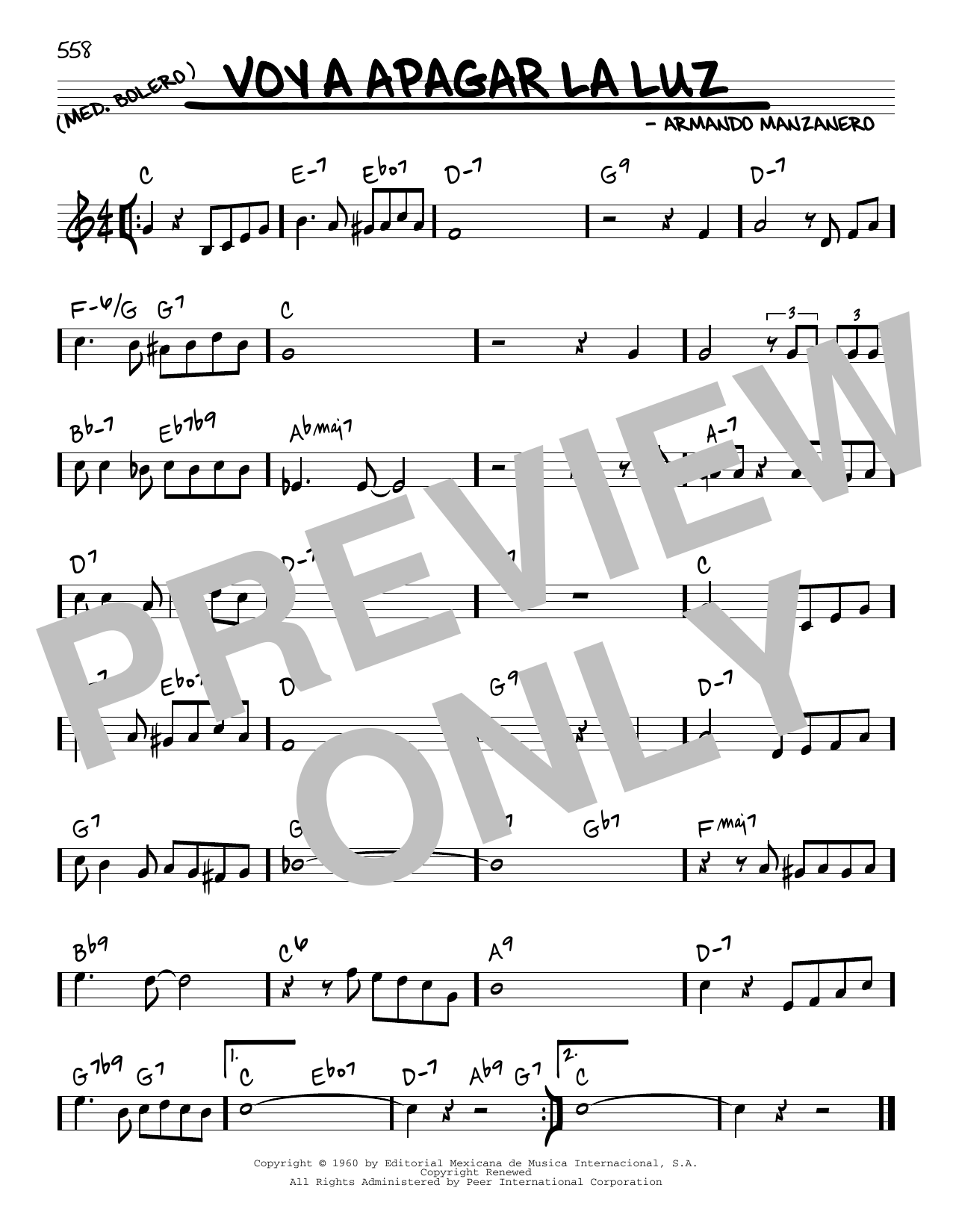Luis Miguel Voy A Apagar La Luz Sheet Music Notes & Chords for Real Book – Melody & Chords - Download or Print PDF