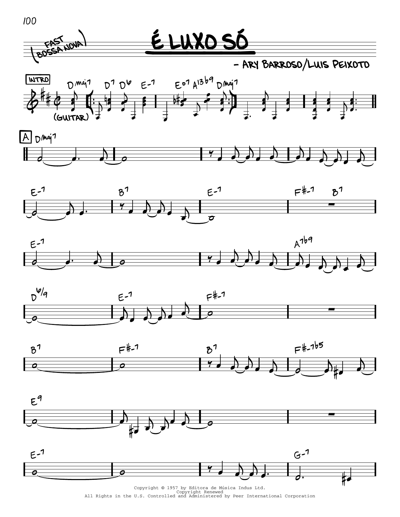 Luis Peixoto É Luxo Só Sheet Music Notes & Chords for Real Book – Melody & Chords - Download or Print PDF