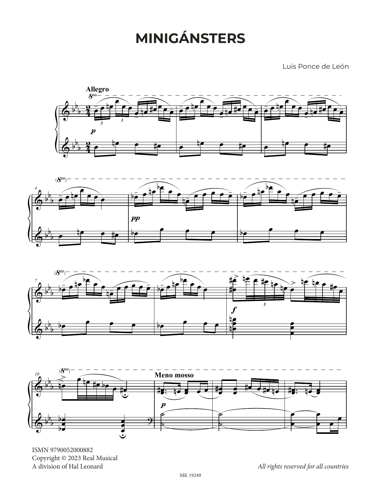 Luis Ponce de León Minigánsters Sheet Music Notes & Chords for Piano Solo - Download or Print PDF