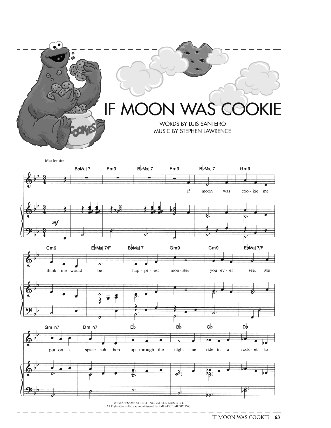 Luis Santeiro If Moon Was Cookie (from Sesame Street) Sheet Music Notes & Chords for Piano, Vocal & Guitar Chords (Right-Hand Melody) - Download or Print PDF