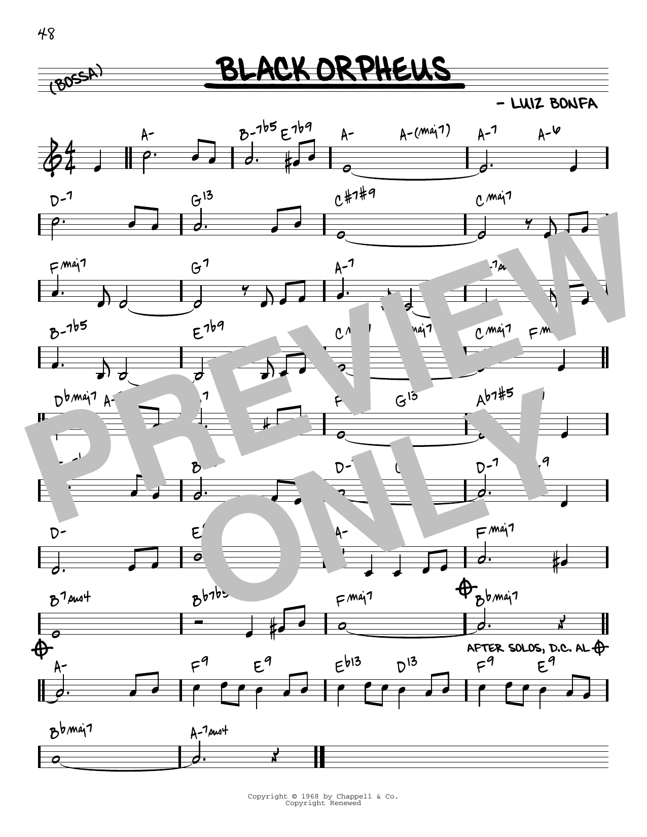 Luiz Bonfa Black Orpheus [Reharmonized version] (arr. Jack Grassel) Sheet Music Notes & Chords for Real Book – Melody & Chords - Download or Print PDF