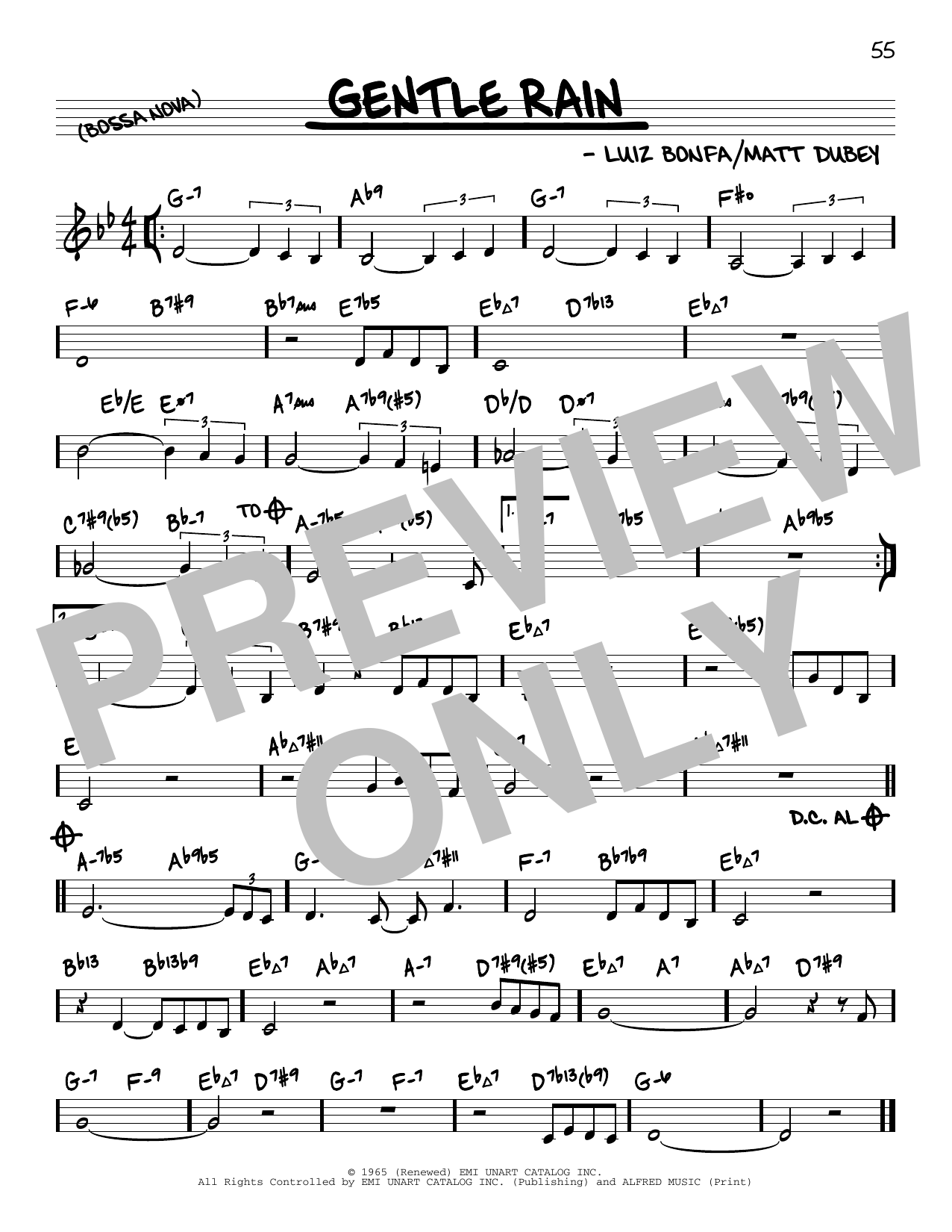 Luiz Bonfa Gentle Rain (arr. David Hazeltine) Sheet Music Notes & Chords for Real Book – Enhanced Chords - Download or Print PDF