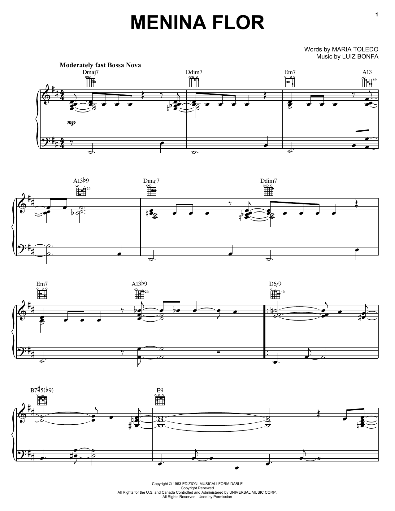 Luiz Bonfa Menina Flor Sheet Music Notes & Chords for Real Book - Melody & Chords - C Instruments - Download or Print PDF