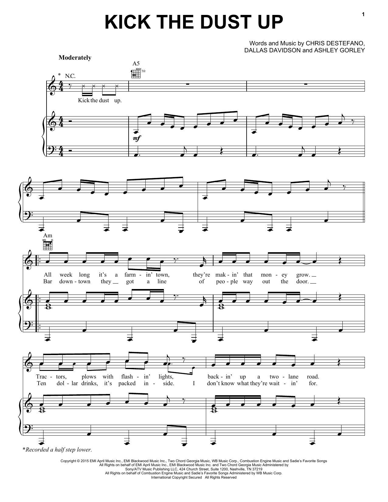 Luke Bryan Kick The Dust Up Sheet Music Notes & Chords for Piano, Vocal & Guitar (Right-Hand Melody) - Download or Print PDF