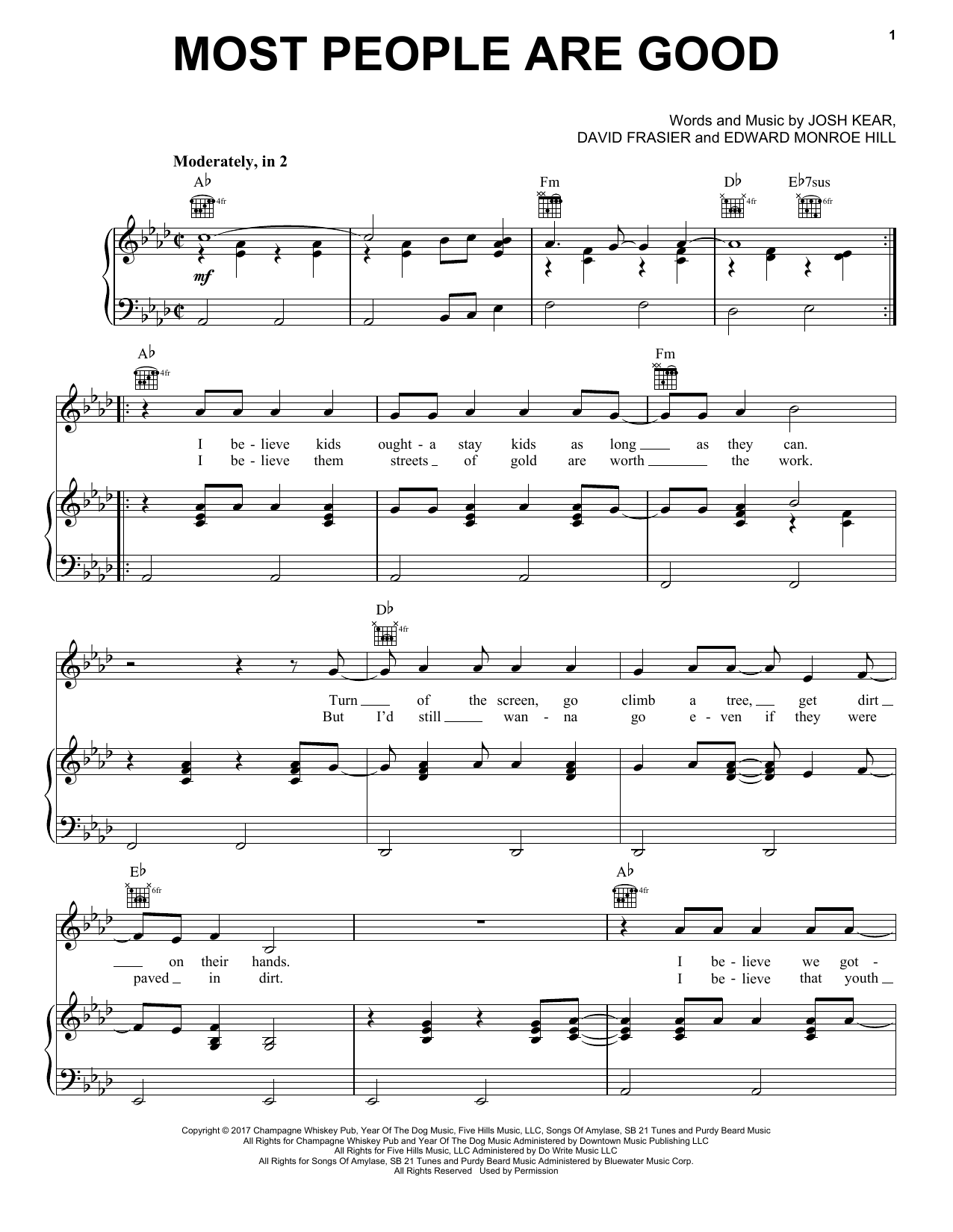 Luke Bryan Most People Are Good Sheet Music Notes & Chords for Very Easy Piano - Download or Print PDF