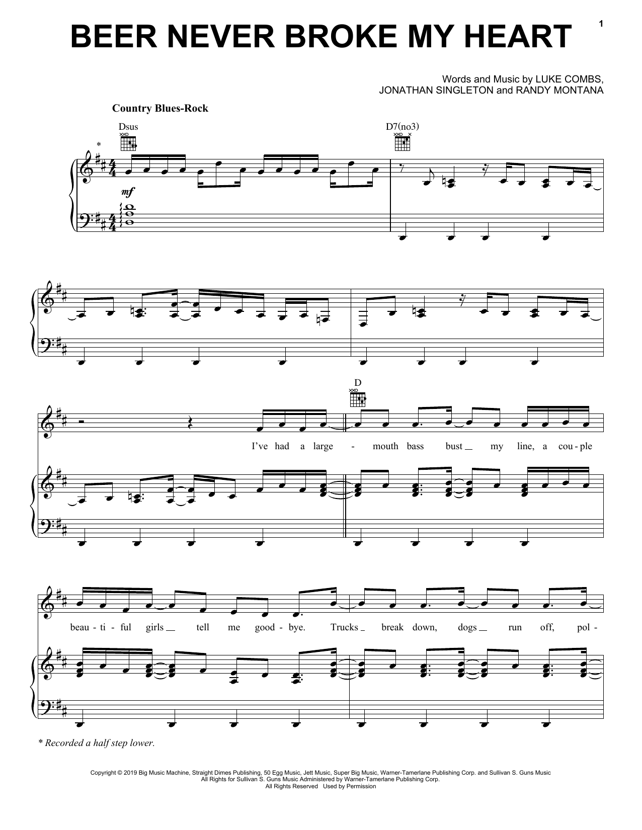 Luke Combs Beer Never Broke My Heart Sheet Music Notes & Chords for Guitar Tab - Download or Print PDF