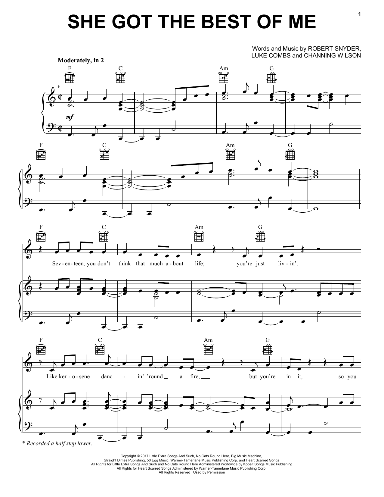 Luke Combs She Got The Best Of Me Sheet Music Notes & Chords for Easy Guitar Tab - Download or Print PDF