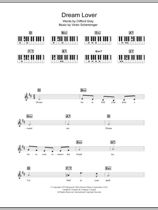 Lulu Dream Lover Sheet Music Notes & Chords for Keyboard - Download or Print PDF