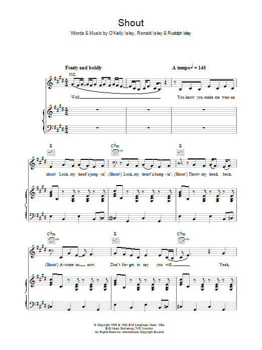 Lulu Shout Sheet Music Notes & Chords for Lyrics & Chords - Download or Print PDF