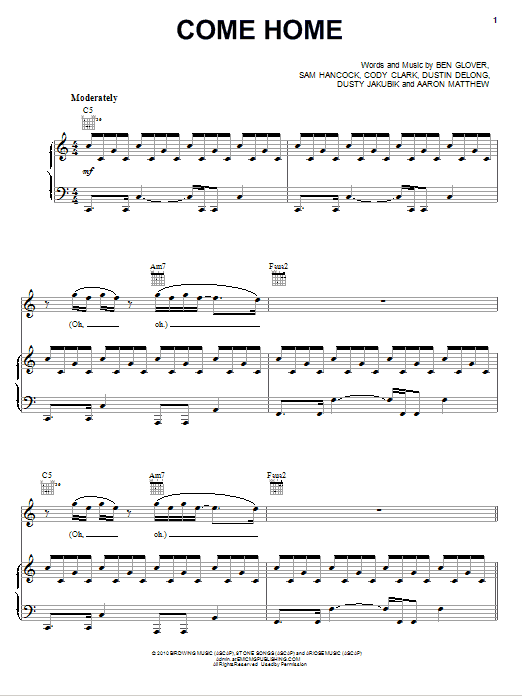 Luminate Come Home Sheet Music Notes & Chords for Piano, Vocal & Guitar (Right-Hand Melody) - Download or Print PDF