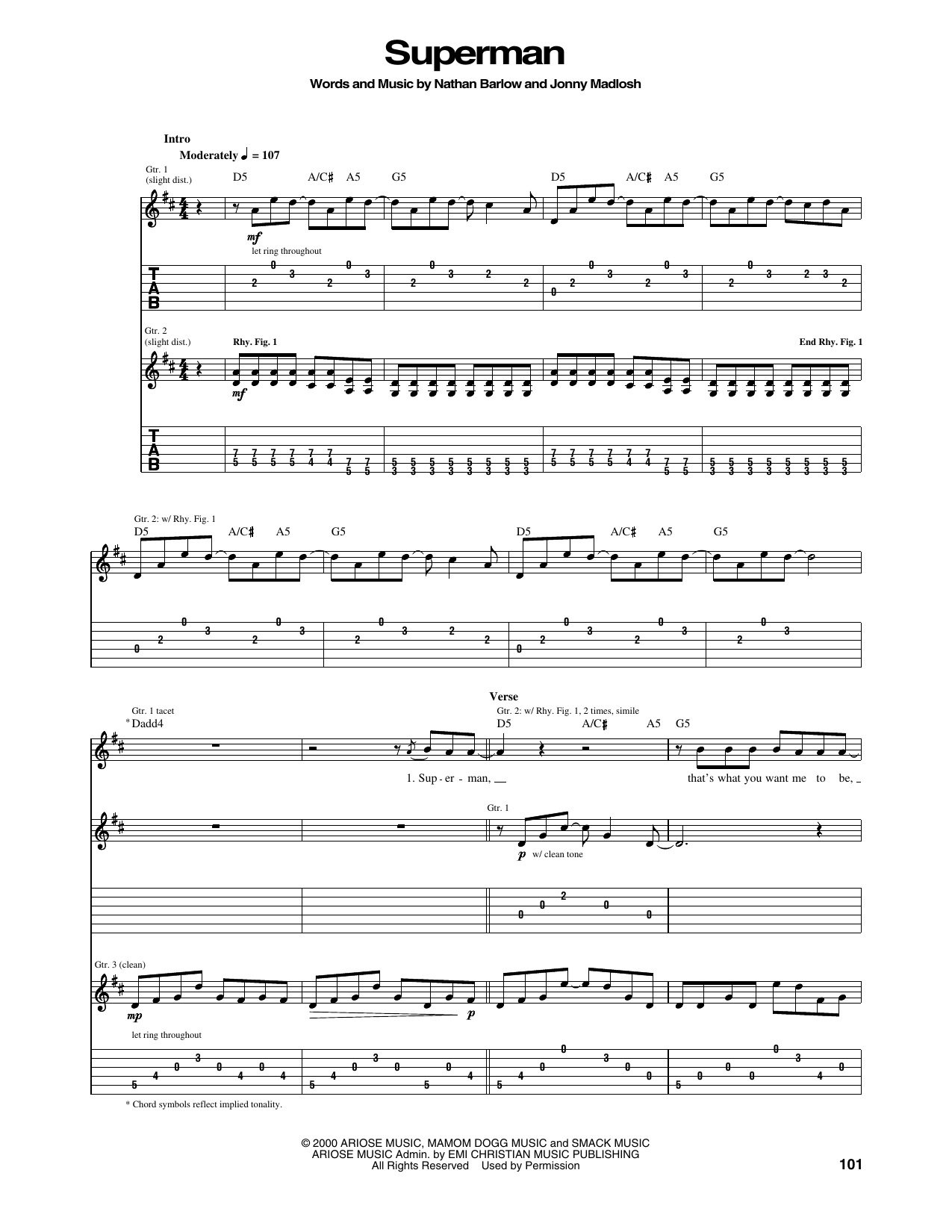 Luna Halo Superman Sheet Music Notes & Chords for Guitar Tab - Download or Print PDF