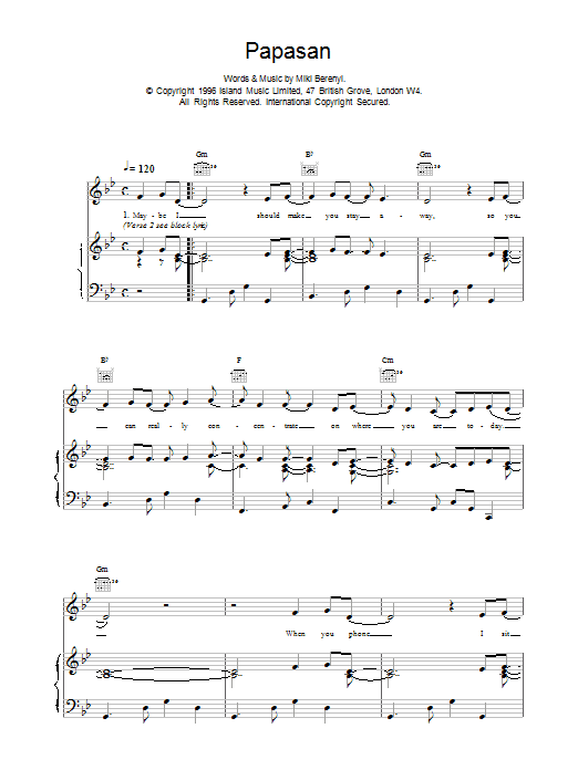 Lush Papasan Sheet Music Notes & Chords for Piano, Vocal & Guitar (Right-Hand Melody) - Download or Print PDF